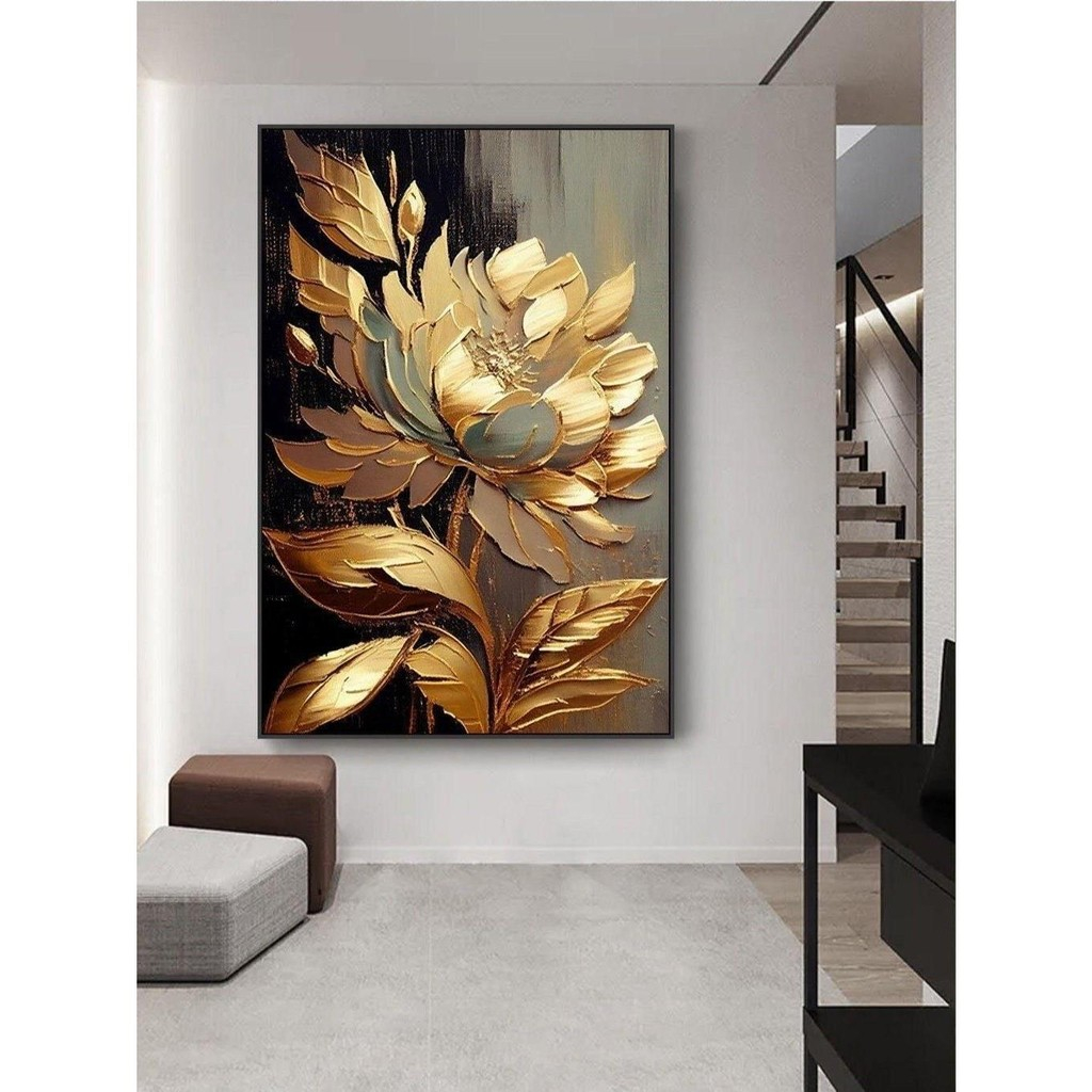Lukisan Dinding Aesthetic Bunga Gold Premium dari Future Art Painting dengan Bingkai Minimalis