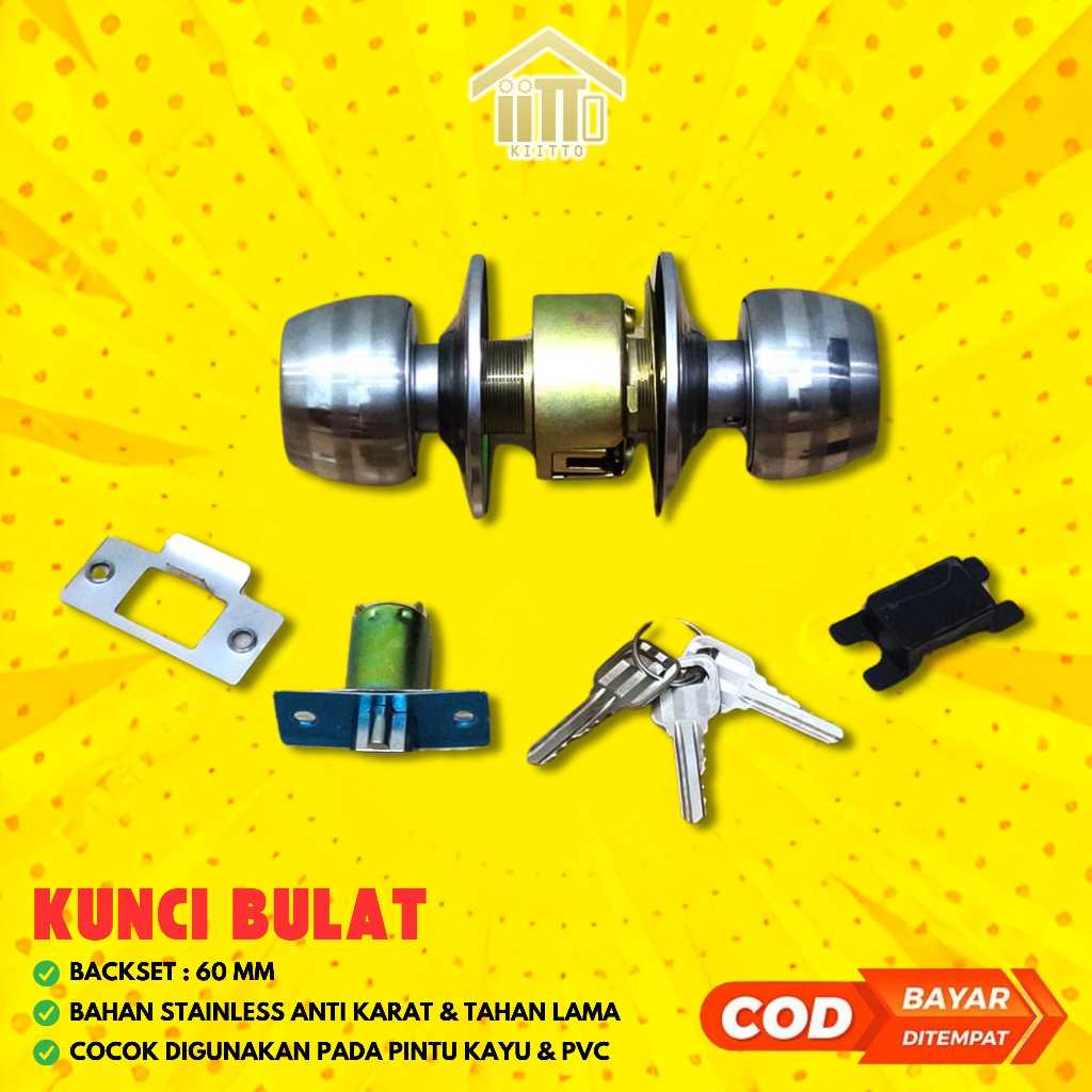 KUNCI PINTU KAMAR MANDI STAINLESS / KUNCI BULAT HANDLE GAGANG PINTU KAMAR MANDI SILINDER / KUNCI PIN