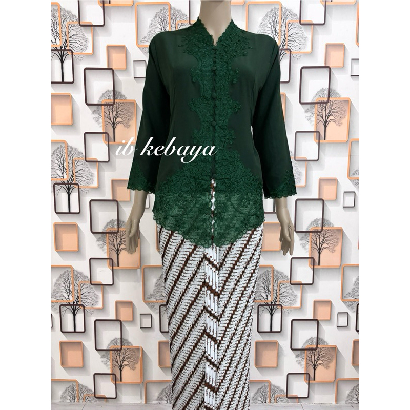 ATASAN KEBAYA ENCIM BORDIR - WARNA HIJAU BOTOL