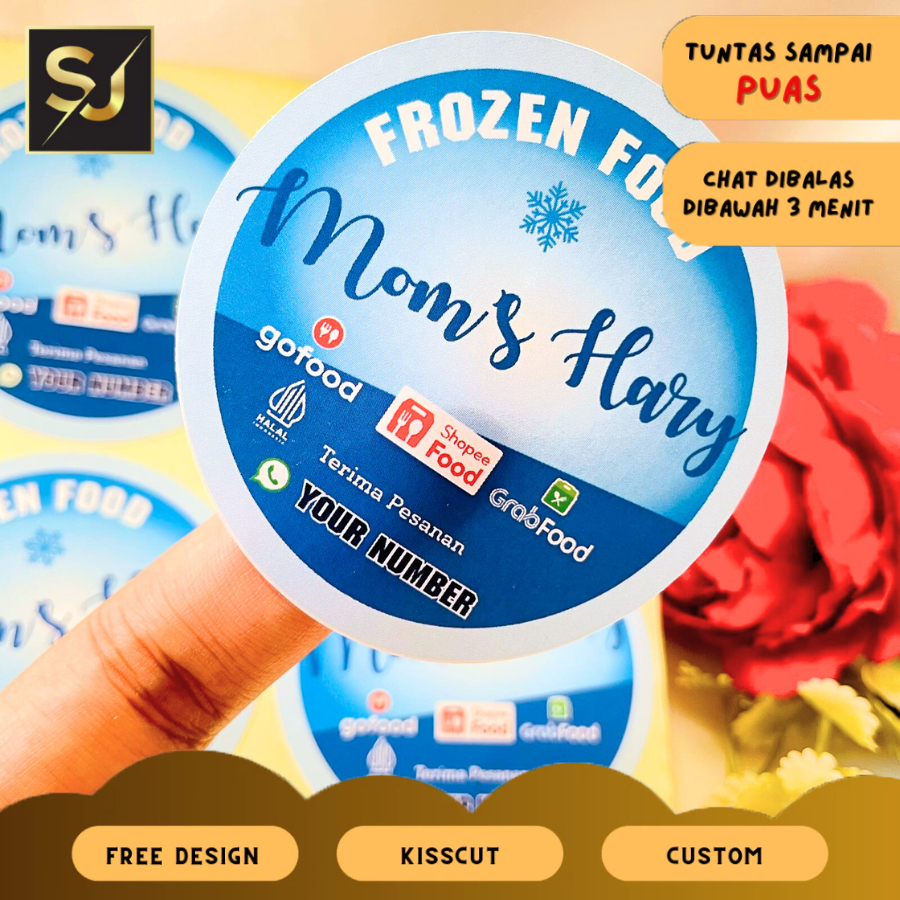 

2-4 Sangjaya Cetak Stiker Makanan Beku Label Free Desain Frozen Food Daging Bulat Chromo Murah Kecil