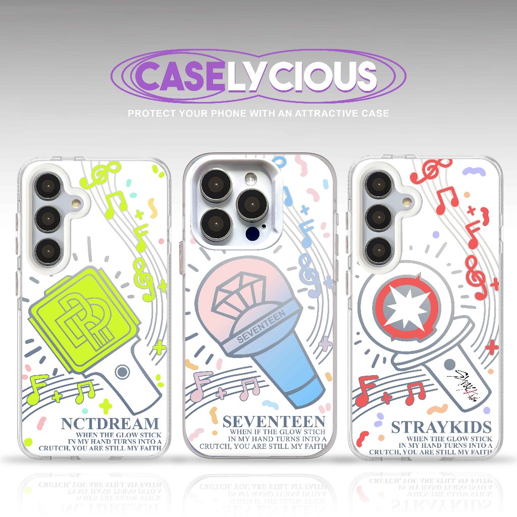 (TERSEDIA SEMUA TIPE HP) CASELYCIOUS LIGHTSTICK CASE KPOP NCT SEVENTEEN STRAYKIDS HOLOGRAM