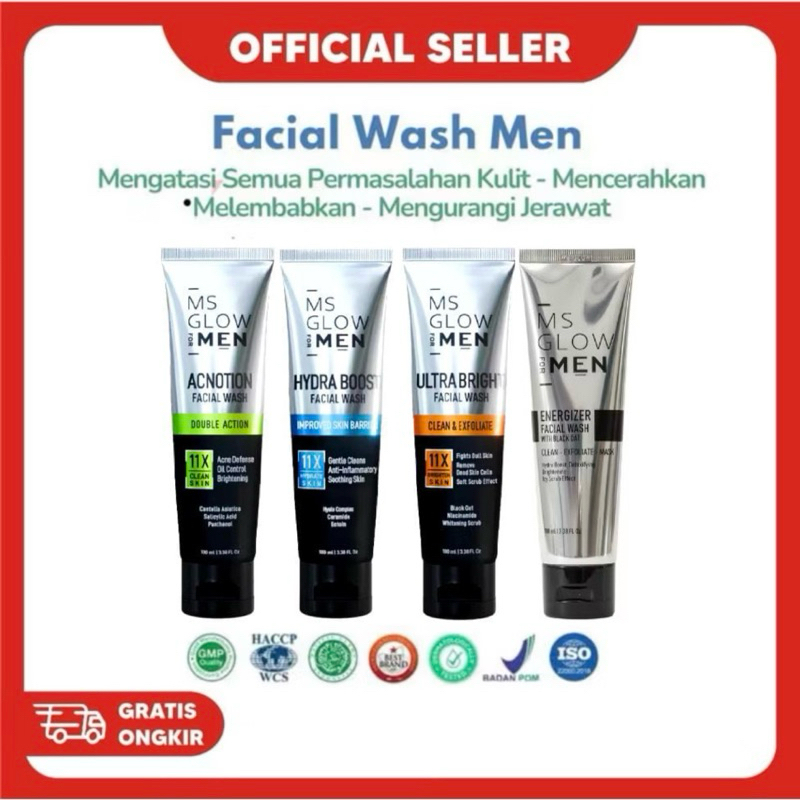 FACIAL WASH MS GLOW FOR MEN NEW SERIES MS GLOW MEN FACIAL WASH ACNOTION FACIAL WASH MS GLOW MEN ULTR