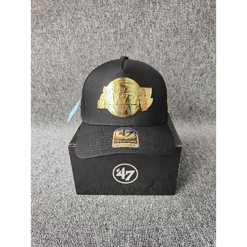 Premium Topi Baseball Hitam Logo LA Lakers besi gold