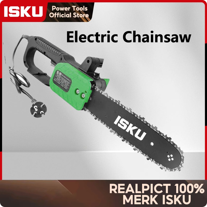 ISKU Gergaji rantai listrik gergaji logging daya tinggi tembaga murni gergaji listrik 12 Inch 220V m