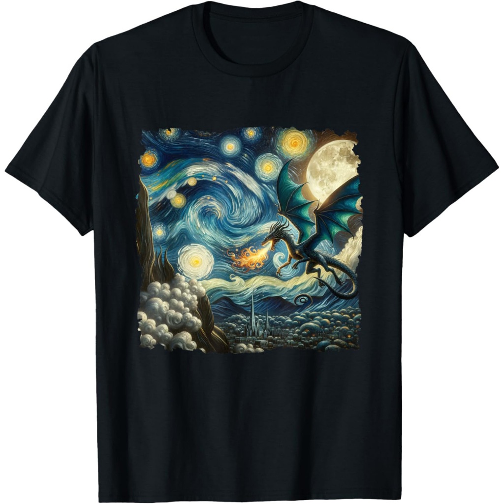 Naga estetika Jepang malam berbintang Tokyo Kaos naga Jepang