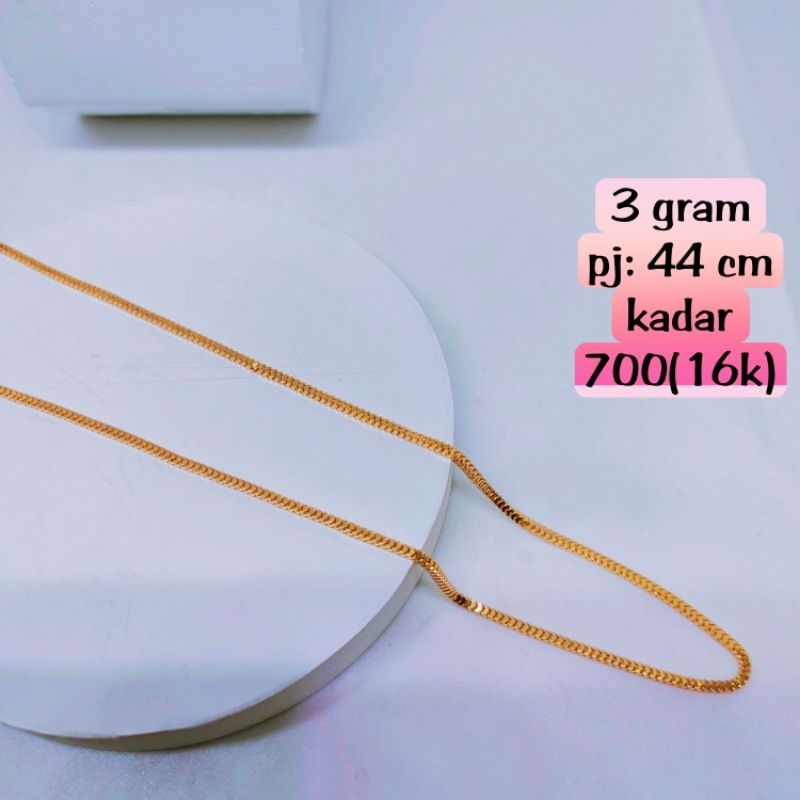 kalung emas model Milano kotak.mas kadar 700(16k)