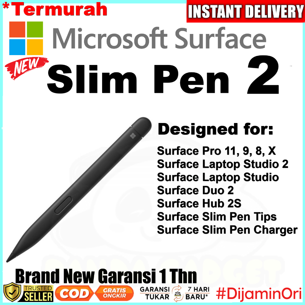 Surface Slim Pen 2 For Microsoft Surface Pro, Laptop, Studio, Duo, Go, Book - garansi resmi