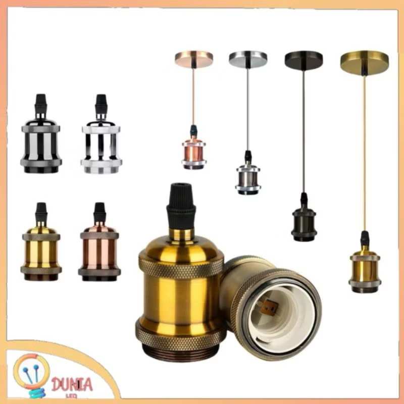 FITTING LAMPU GANTUNG E27 ALUMUNIUM KOP LAMPU