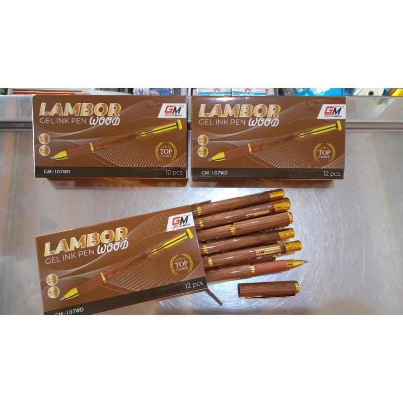 

(1pcs)Bolpen Gm-107WD Lambor Wood 1,0/ pulpen tanda tangan/ tinta hitam