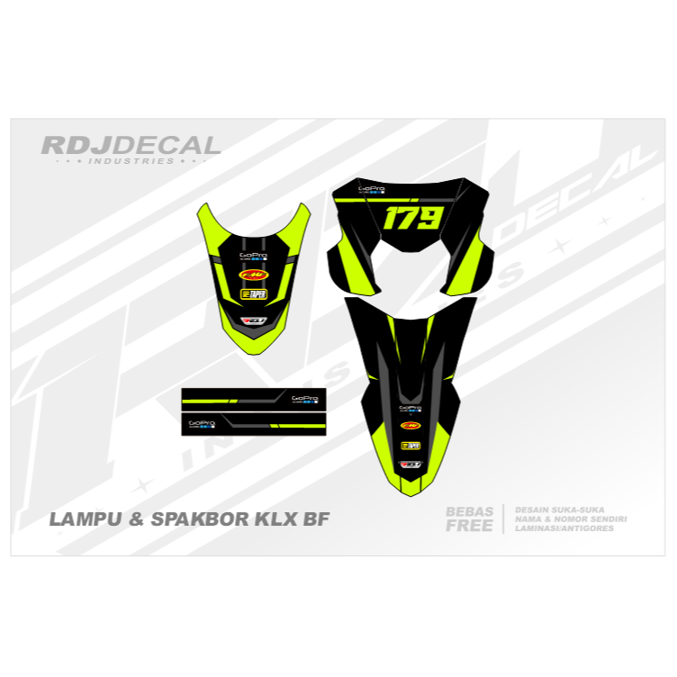 DECAL STICKER LAMPU KLX BF (001) DEKAL STIKER KEPALA SPAKBOR DEPAN BELAKANG, ARM & COVER SHOCK KLX 1