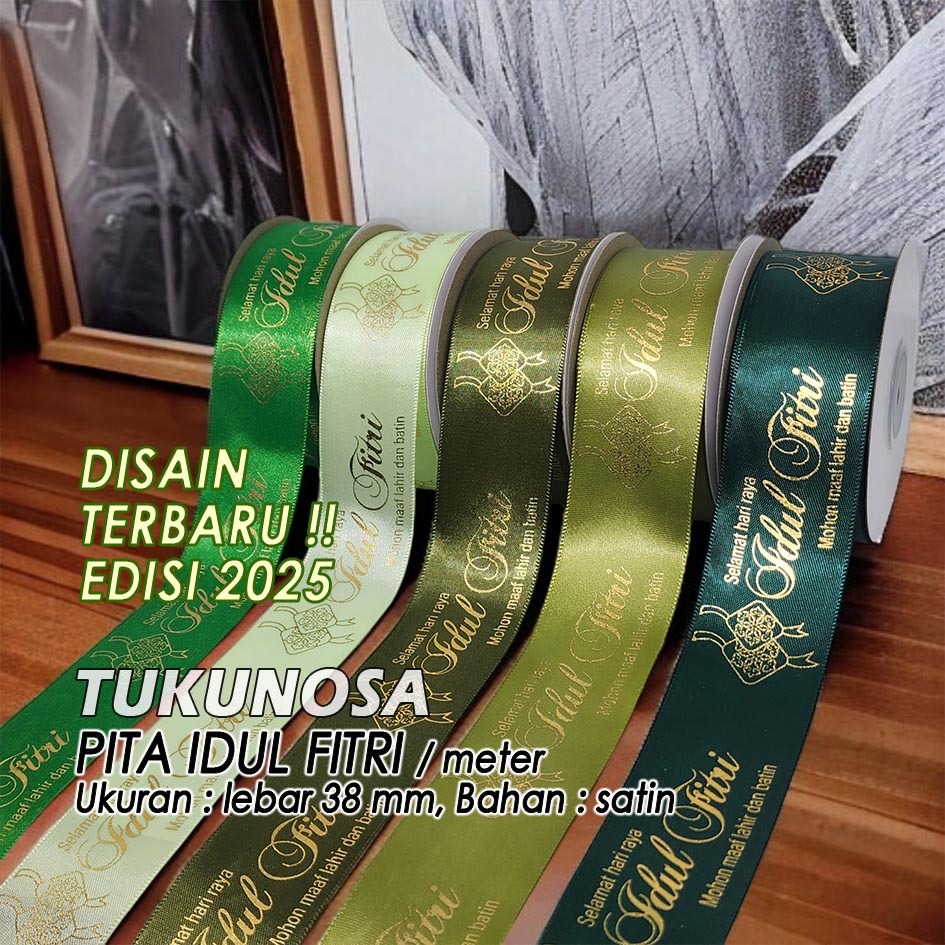 

PITA IDUL FITRI 38 MM /METER PITA IDUL FITRI LEBARAN EID MUBARAK RAMADHAN HAMPERS RIBBON SATIN 4 CM