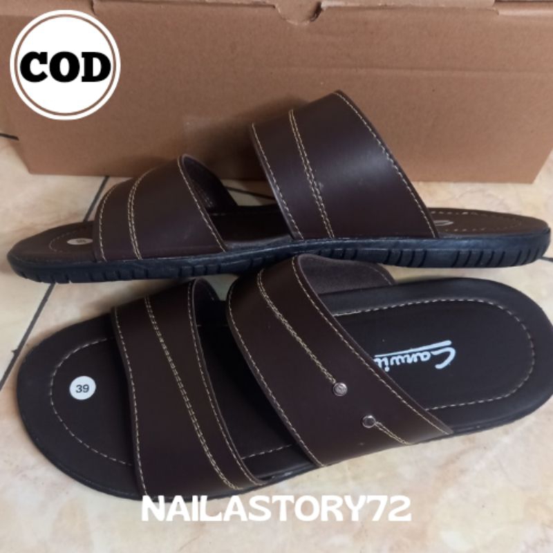 Sandal kulit  pria slop/Sandal dewasa kekinian