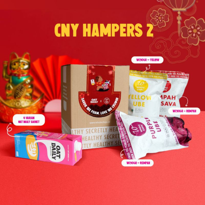 

OAT DAILY x WHOLE CHIPS Hampers Chinese New Year - OAT DAILY Barista Edition 1L, WHOLE CHIPS 90gr all varian