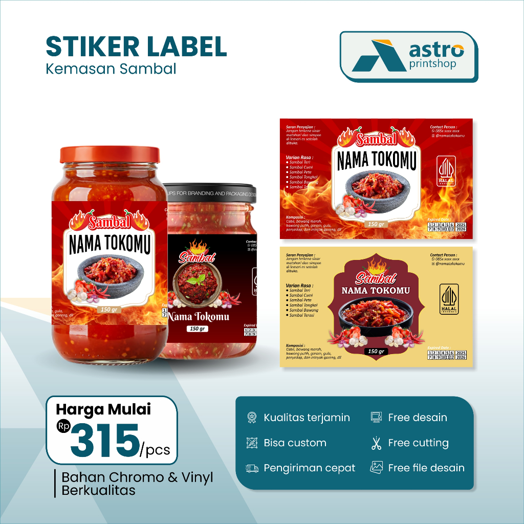 

STICKER | STIKER LABEL SAMBAL | STIKER KEMASAN SAMBAL | STIKER CUSTOM SAMBAL | STIKER VINYL | STIKER CHROMO | STIKER TOPLES | SETIKER SAMBAL