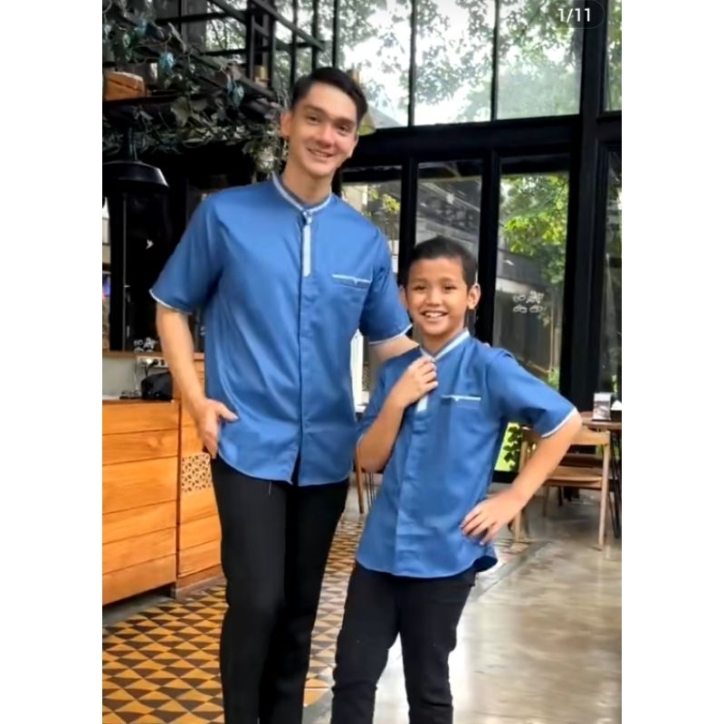 Baju Koko Pria Dewasa Lengan Pendek Terbaru Kain Toyobo Import Warna Biru Denim