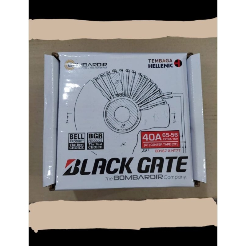 Trafo 40 AMP Bell CT 65v dan 56 v bentuk donat merk blackgate