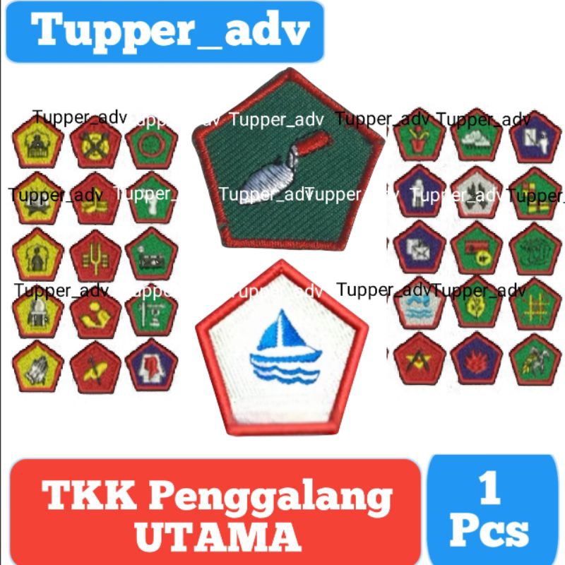 Tkk Penggalang Utama (SEGILIMA MERAH) Lengkap Wajib & Non Wajib Bordir / Bed Tkk Pramuka Penggalang 