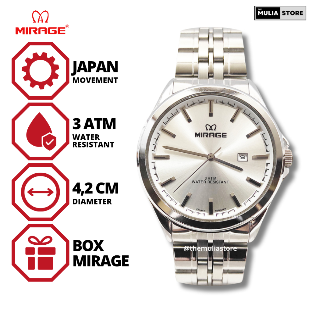 MIRAGE Jam Tangan Pria Mirage Original 8709 BRP M Tanggal Analog