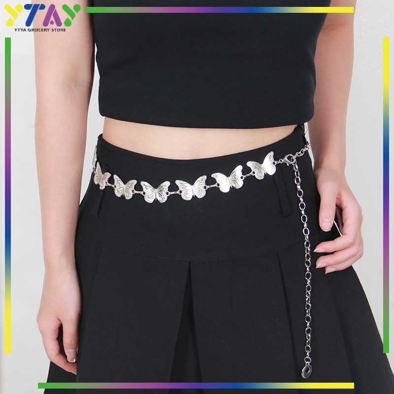 Belt Rantai Slim Model Butterfly Ikat Pinggang Tali Rantai Gesper Wanita Sabuk Rumbai