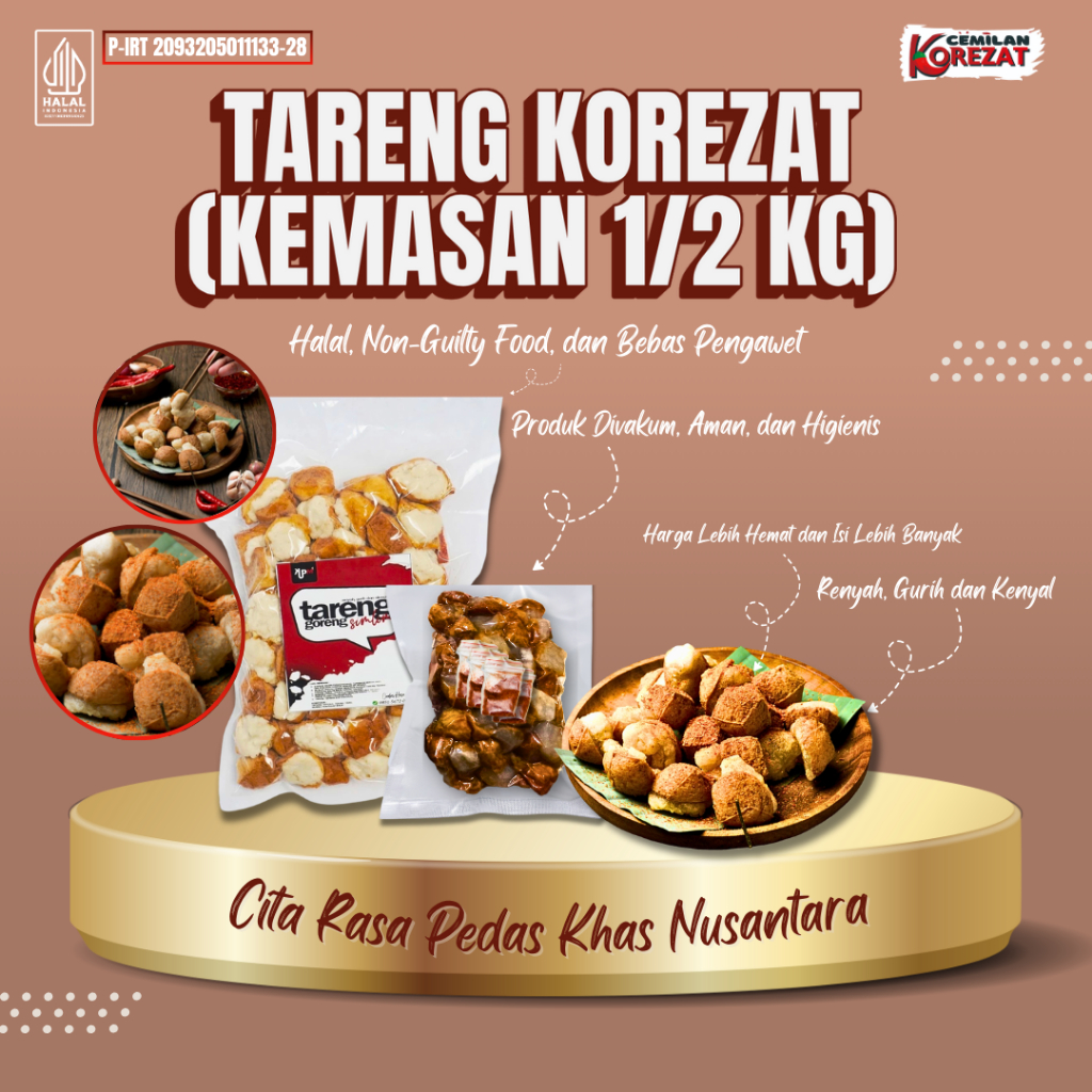 

Tareng Tahu Cireng Korezat Khas Garut [1/2 Kg] [Halal Siap Goreng] - Cemilan Gurih Renyah & Kenyal