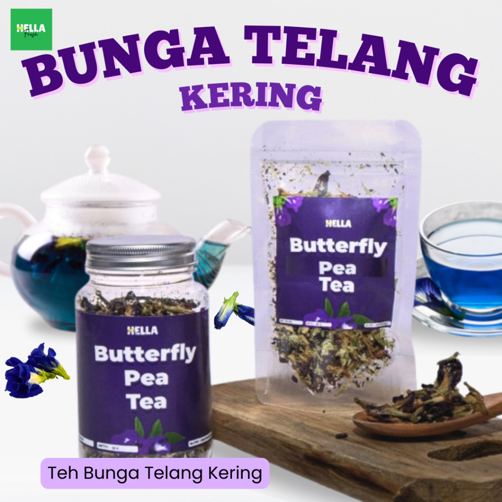 

Hella Fresh Bunga Telang Kering 10gr 30gr Premium / Teh Bunga Telang Butterfly Pea Organik Grade A