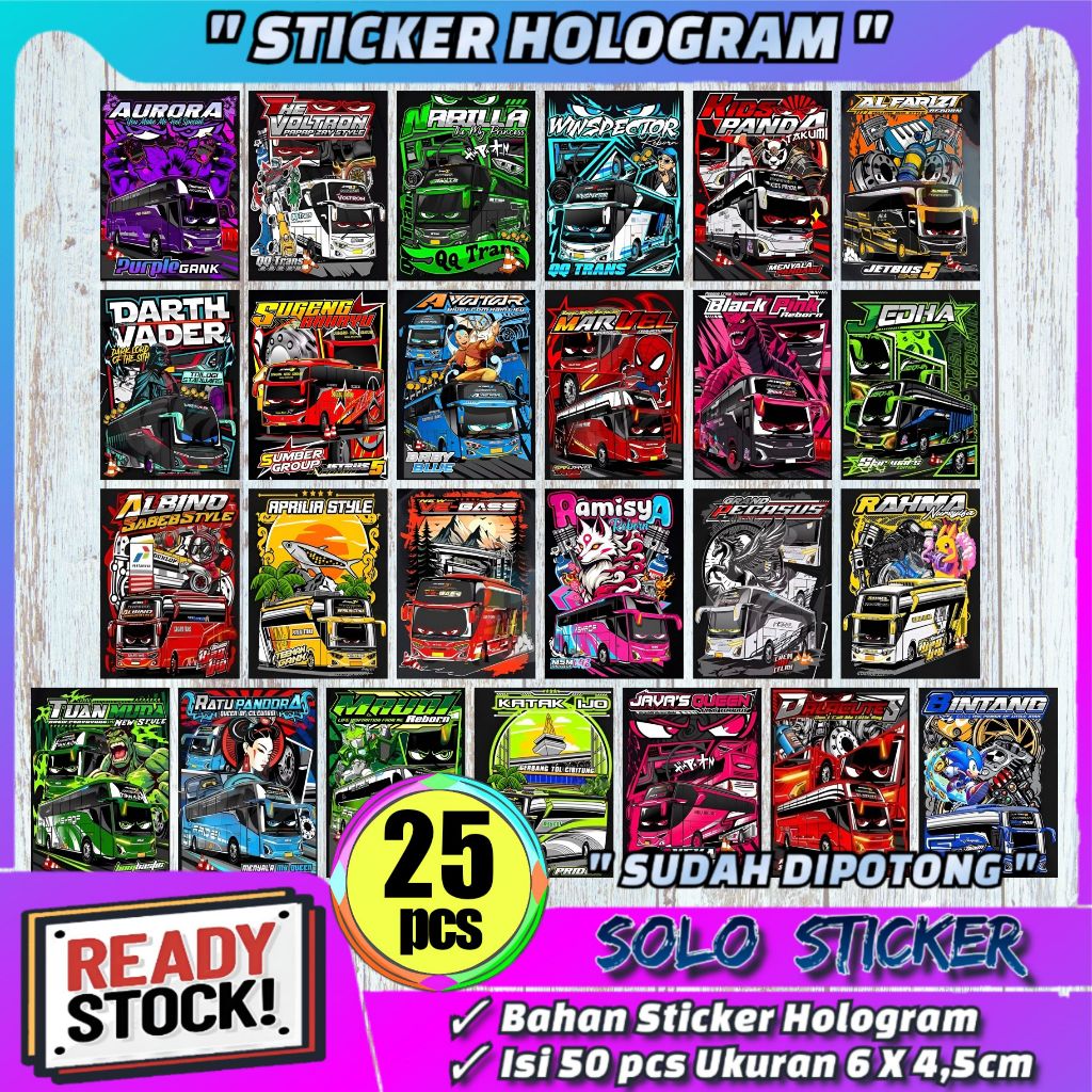 

SUDAH DIPOTONG Setiker Bus Hologram Isi 25 pcs Bahan Anti Air