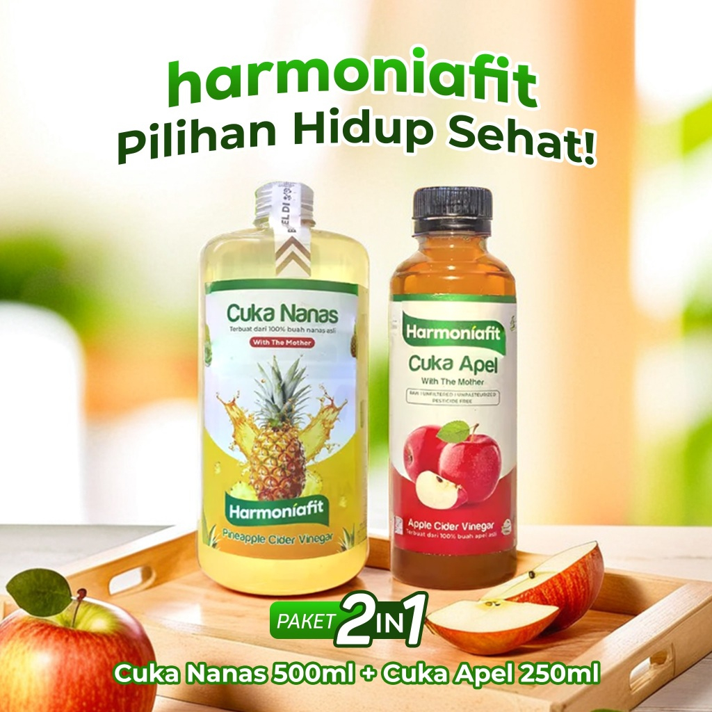 

Paket Cuka Nanas Cuka Apel 500Ml+250Ml Sari Buah Nanas Sari Buah Apel With Mother Harmoniafit