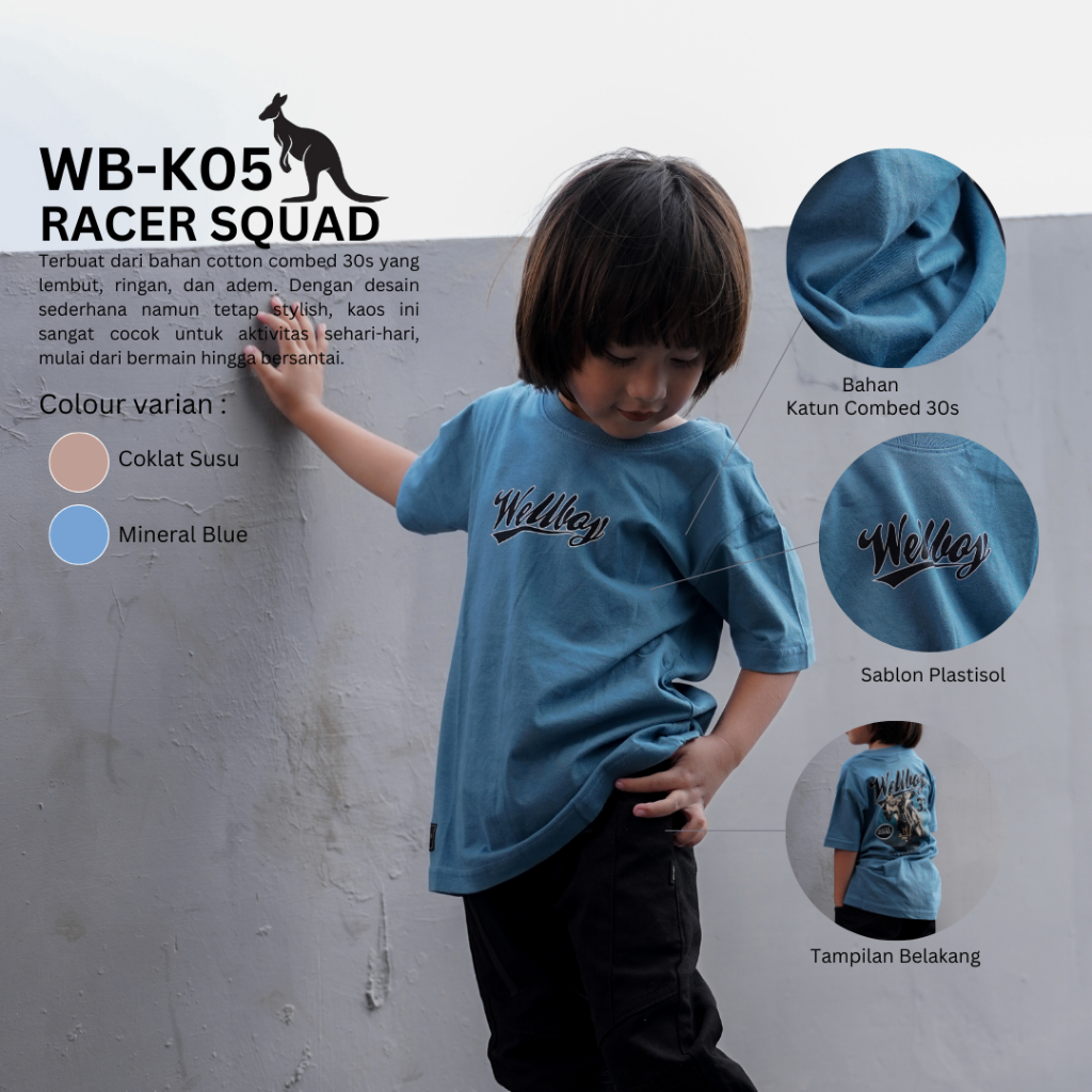 Wellboy Kaos Anak Laki Laki Tshirt Pendek Premium 2 tahun 12 tahun