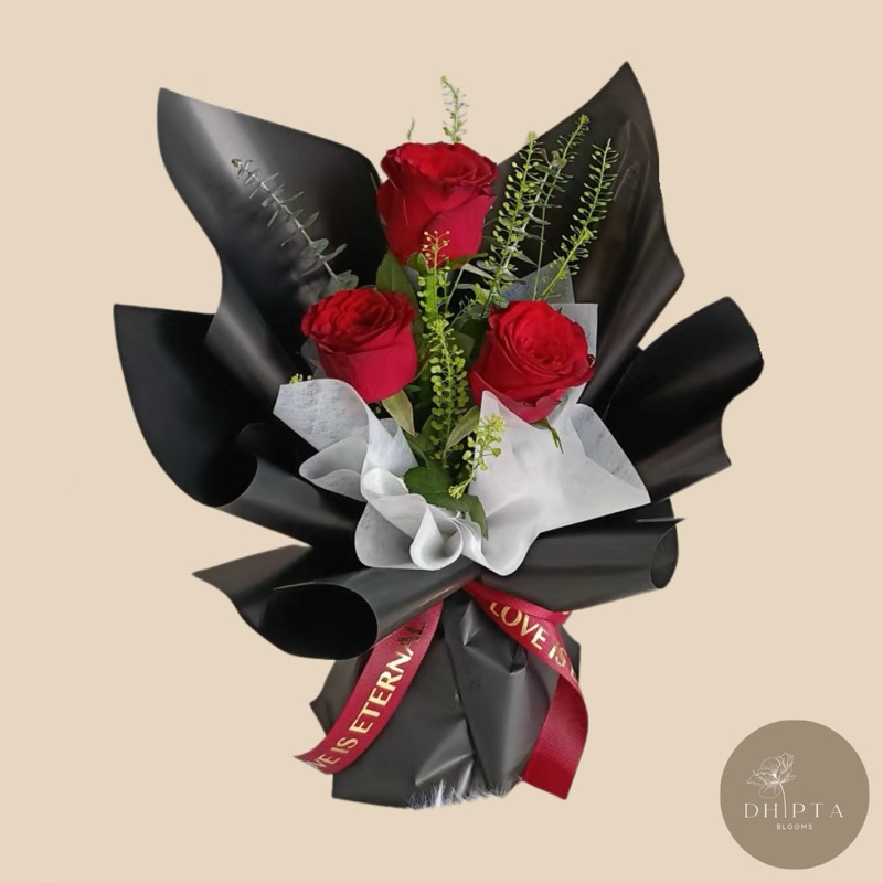 DHIPTA.BLOOMS [Asli] Artificial M Flowers Bouquet Bunga Mawar 3 Tangkai Premium / Bunga Buatan / Buk
