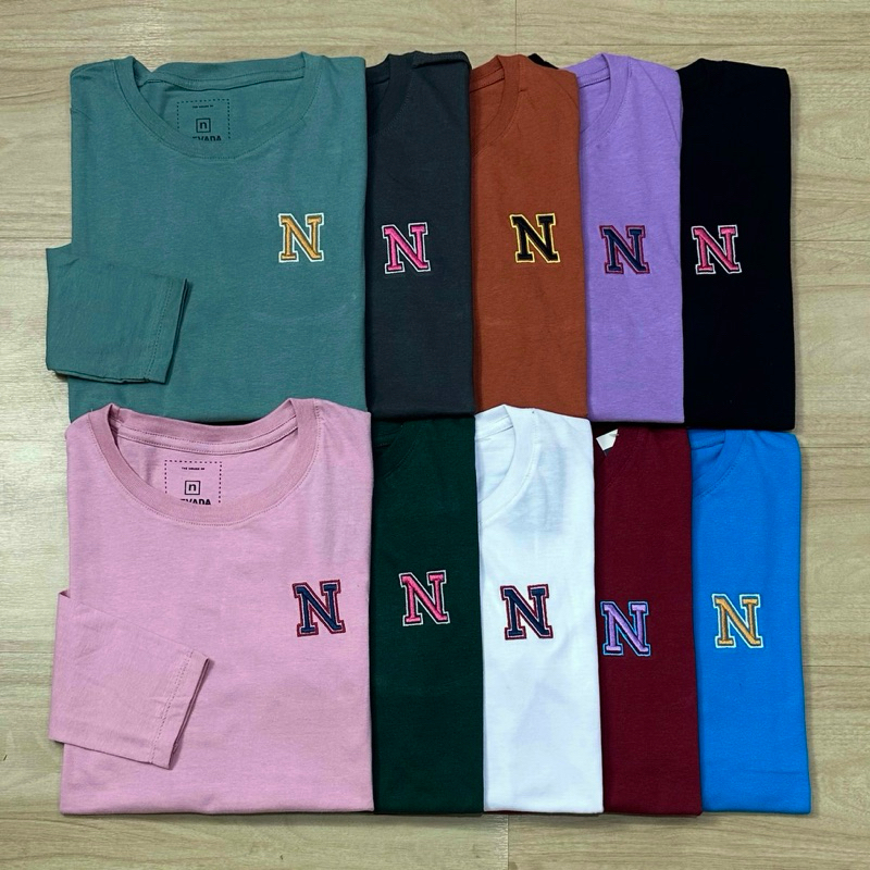 Kaos Wanita Logo N Lengan Panjang | Kaos Polos Wanita Bahan Cotton Combed 24S | Baju Kaos Wanita Pol