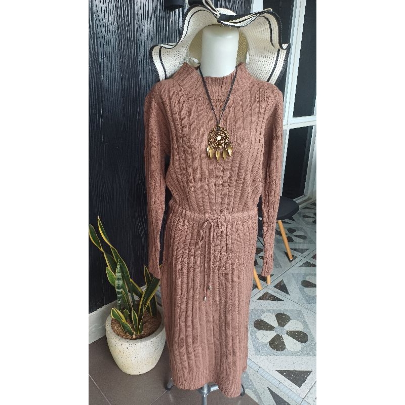SUPER SALE  Dress Rajut Tali Serut Pinggang PL
