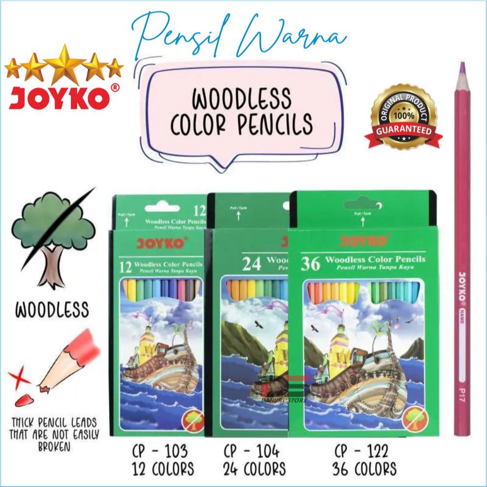 

Joyko Pensil Warna, CP -104, CP -103, CP -107, PENSIL WARNA JOYKO 24 WARNA & 12 WARNA (1 SET)