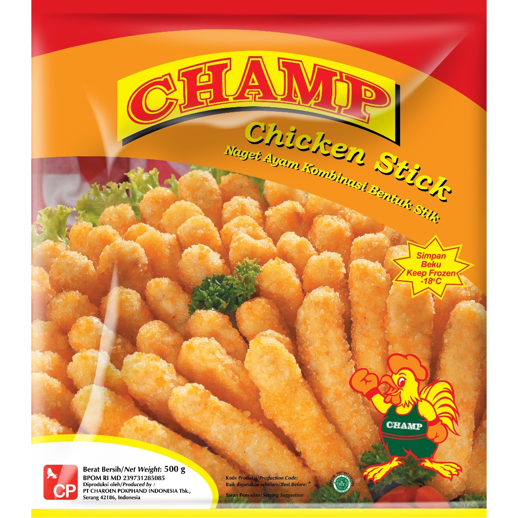 

CHAMP CHICKEN STICK / NUGGET AYAM BENTUK STIK 225GR/400GR