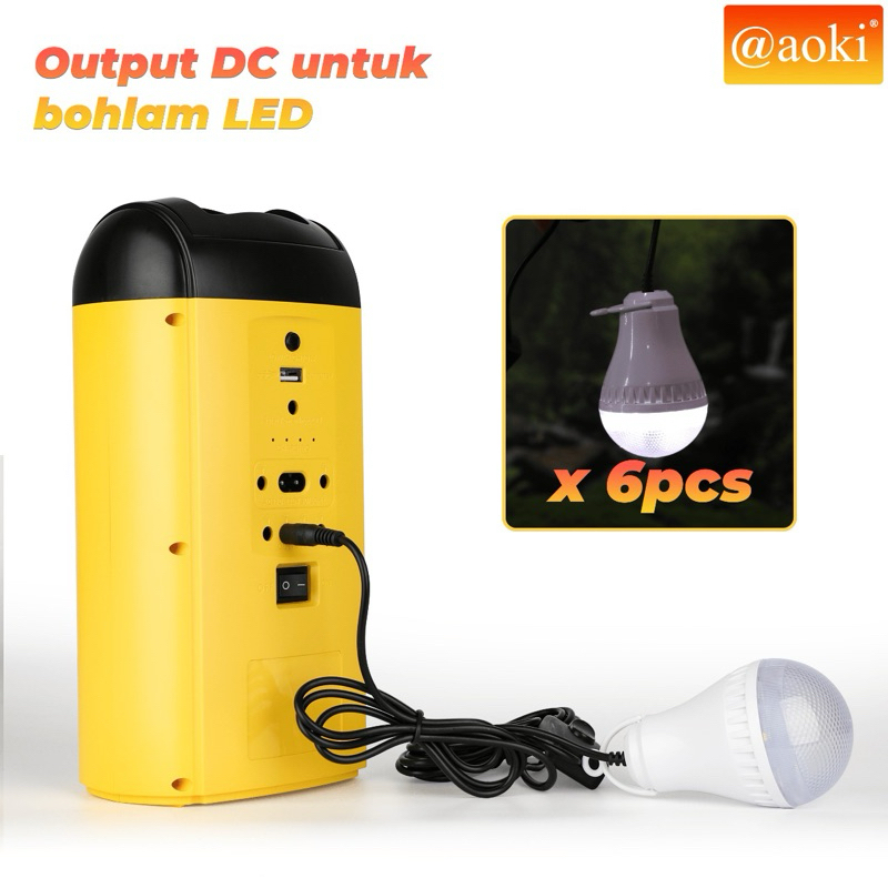 AOKI AK-1101 / AK-1100 SOLAR LIGHTING MOBILE POWER SYSTEM 8000mAh POWER BANK MULTIFUNGSI LED DC