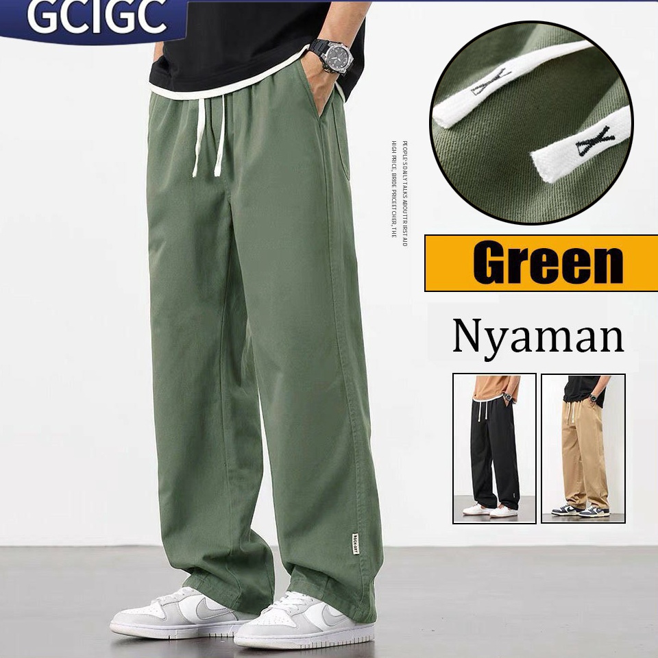 Paling Diminati Cargo Pants Pria Green Celana Cargo Panjang Pria Oversize Murah Korean Style Celana 