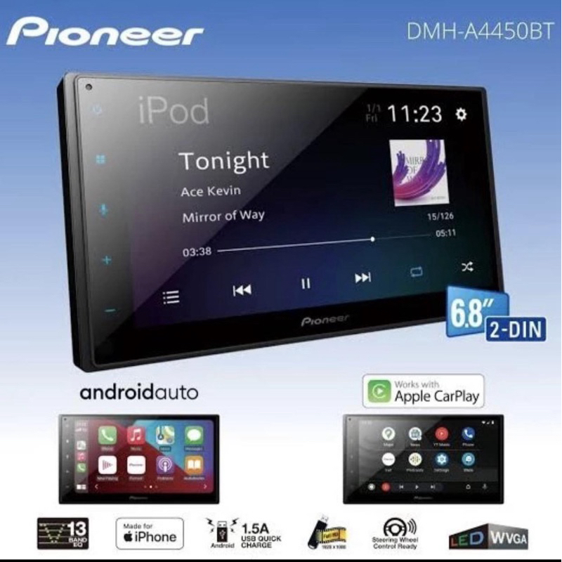 new pioneer dmh-a4450bt - head unit 7" apple carplay, android auto