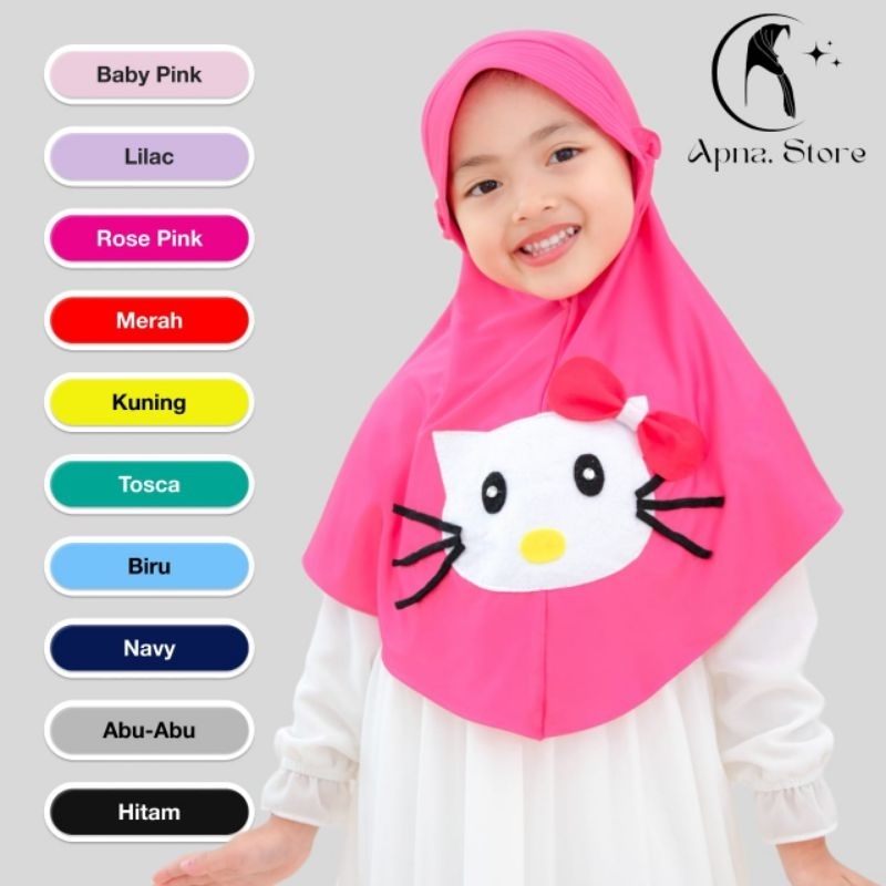 Kerudung Anak Tk/Kerudung Anak SD/HIJAB ANAK HELLO KITTY LUCU/Hijab Anak Apna.store Cocok Untuk Seko
