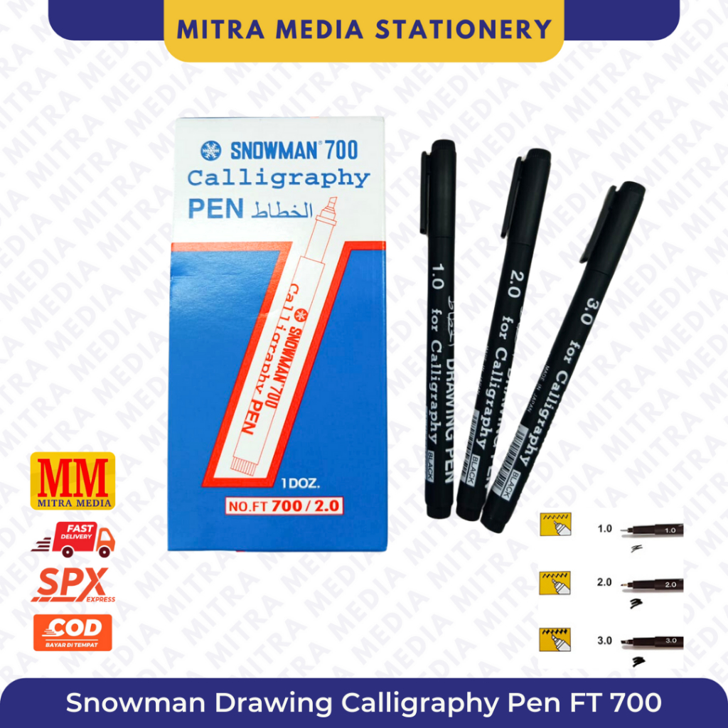 

(PCS) Drawing Pen / Snowman Calligraphy Pen / Pulpen Kaligrafi Snowman - 1.0/ 2.0/ 3.0