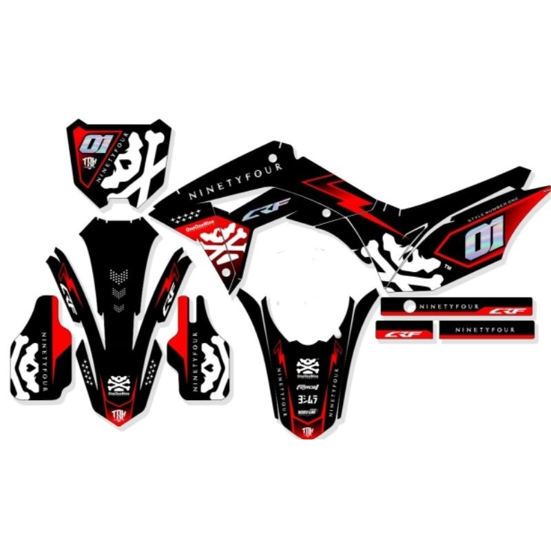 Decal custome Honda CRF 150L full body Hitam merah putih ungu