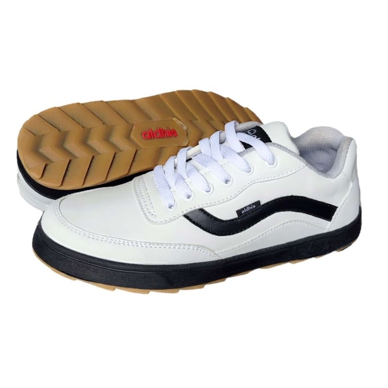 Sepatu Putih Cowok Sneakers Pria Casual Brand Lokal sepatu Kets Cowok Aldhis Full White