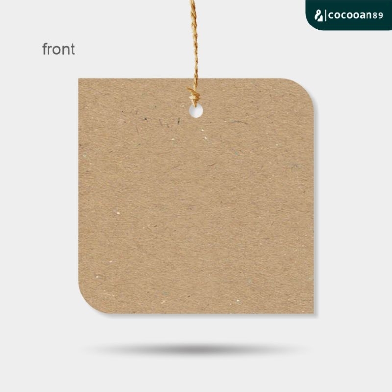 

MURAH!!! hang tag label kraft rustic paper square leaf - UMKM tag level up!!!