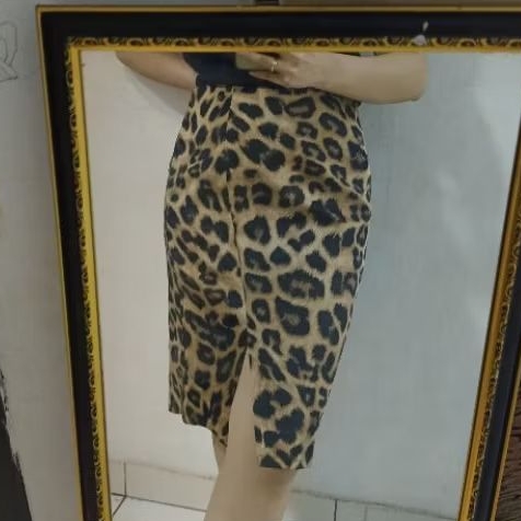 Rok span motif loreng leopard macan belah depan seksi  jumbo ukuran besar murah