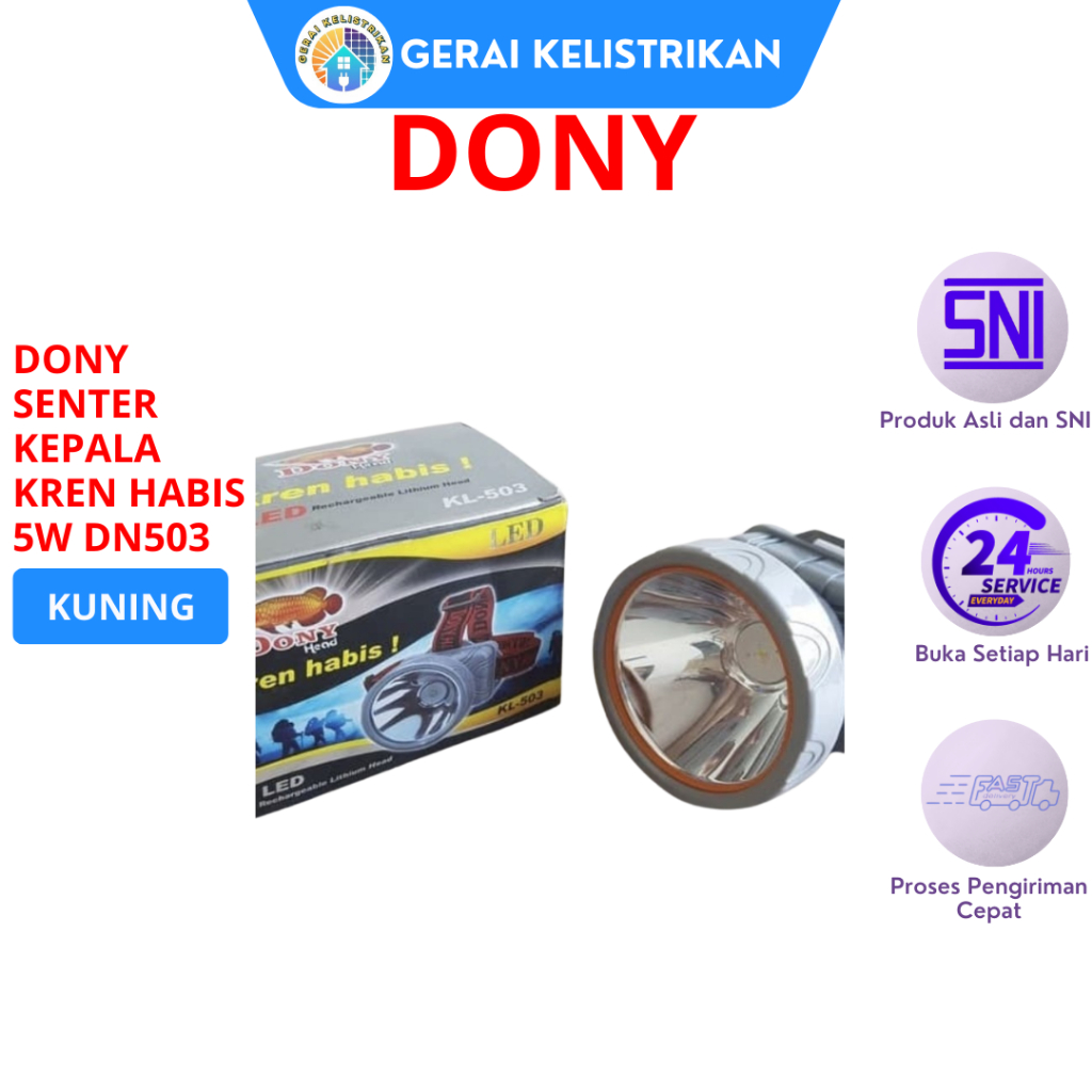 DONY SENTER KEPALA KREN HABIS 5W DN505 KUNING