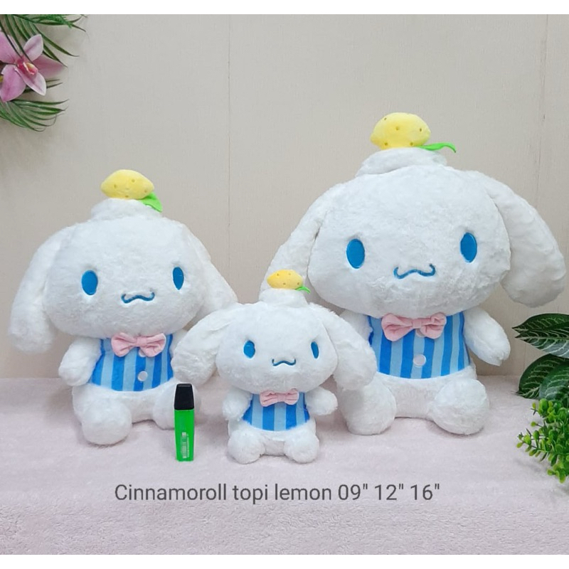 Boneka Cinnamoroll Topi Lemon Cinnamoroll Baju Salur