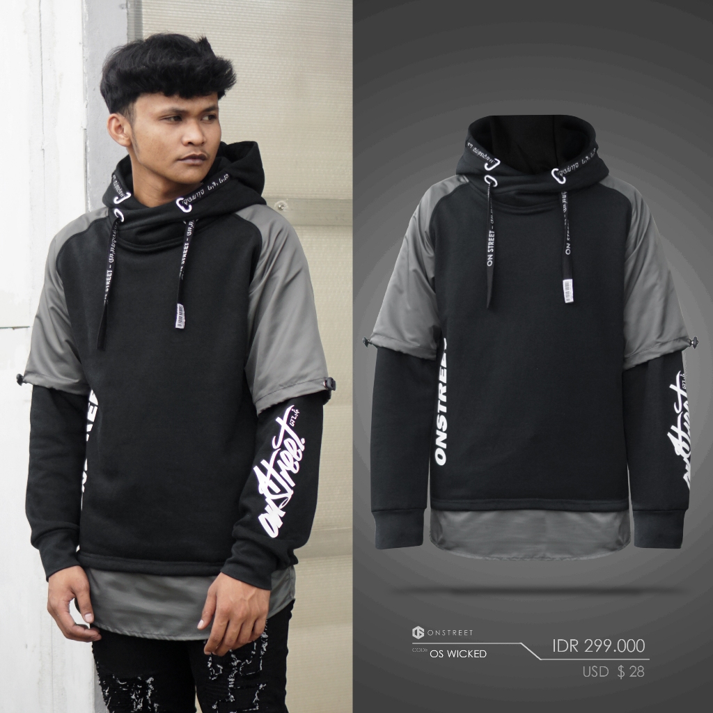 JAKET SWEATER PRIA / WANITA HOODIE ONSTREET WICKED (BLACK) TERBARU