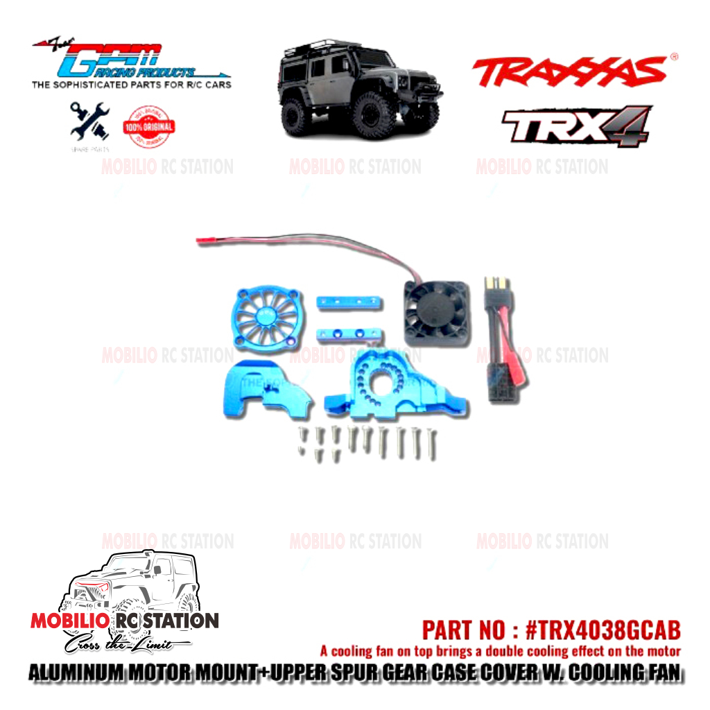 GPM Part #TRX4038GCAB Aluminum Motor Mount Upper Spur Gear Case Cover with Cooling Fan Traxxas TRX-4