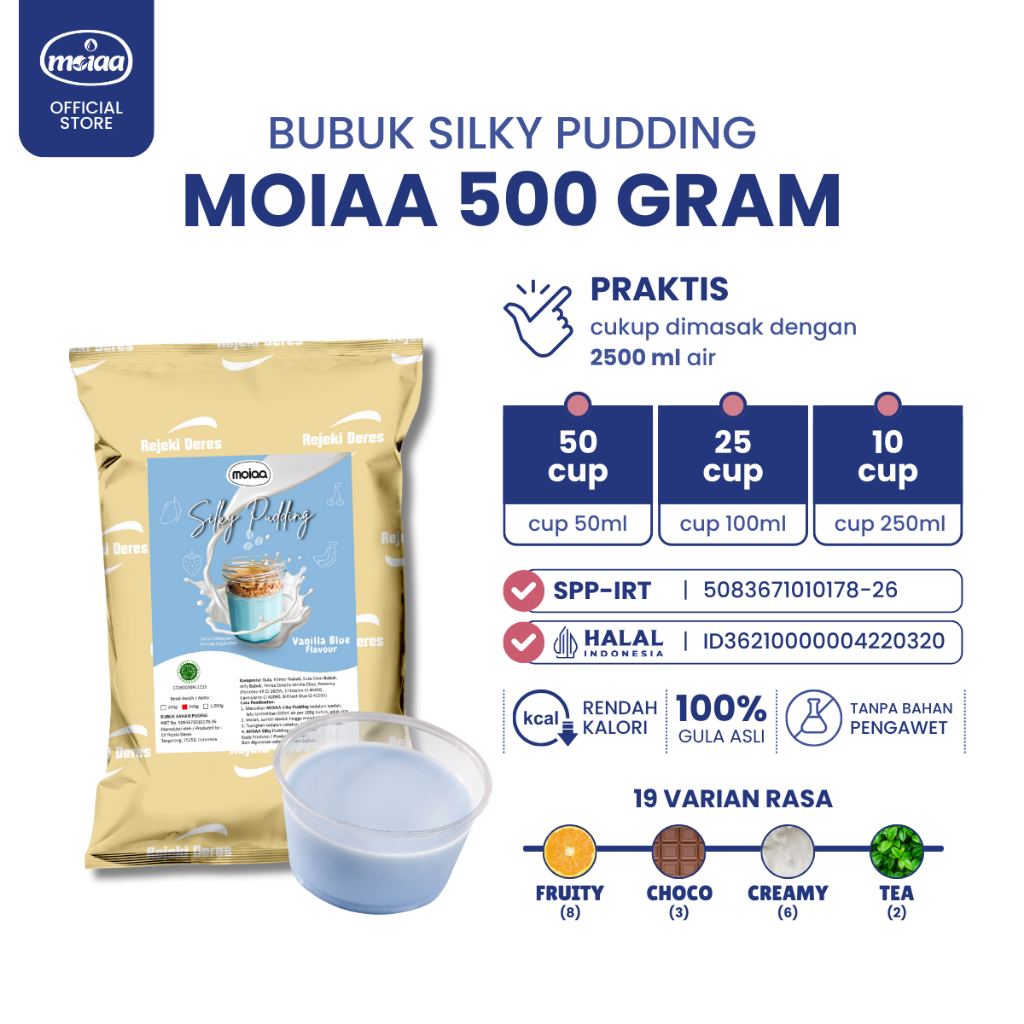 

MOIAA - Puding Silky 500gr | Bubuk Premix Agar Jelly | Pudot | Pudding Susu | Best Seller