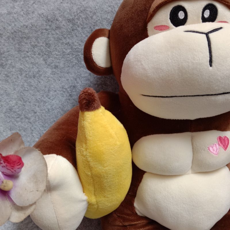Boneka animal monkey with banana binatang monyet pegang pisang by seulgi