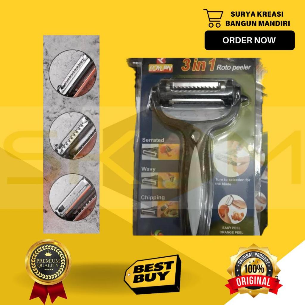 PEELER 3 IN 1 - ROTO PEELER 3 IN 1 - FRUIT SLICER - PENGUPAS KULIT BUAH - KUPASAN KULIT BUAH