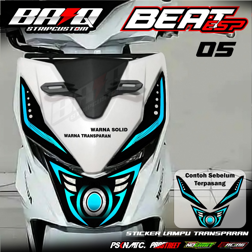 05 STICKER LAMPU ALIS DEPAN BEAT ESP - STICKER LAMPU ALIS DEPAN BEAT ESP MOTIF TECHNO